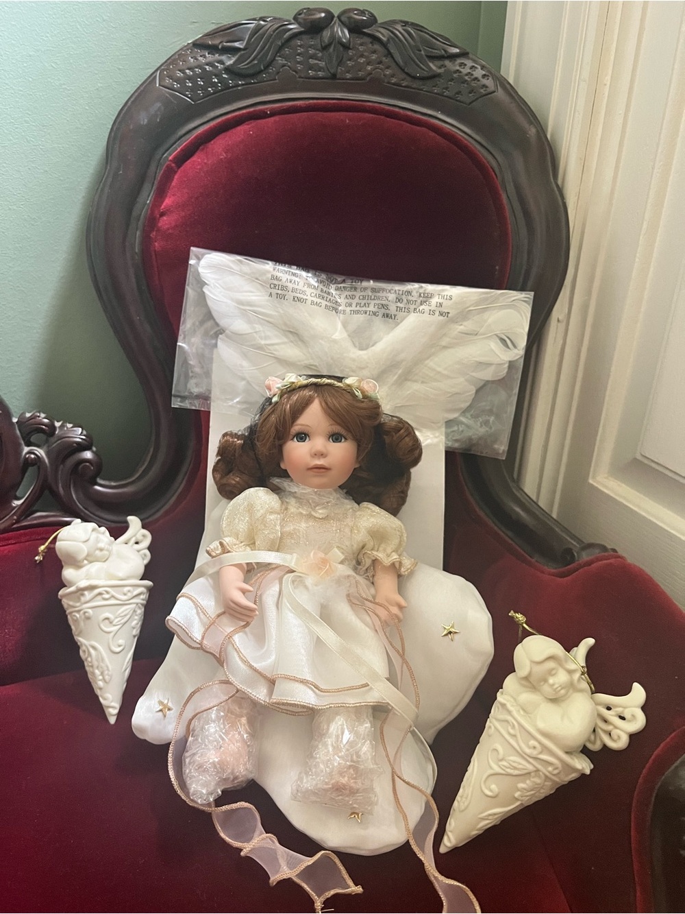 Porcelain Angel Bundle: Doll and 2 paintable Angel Cones